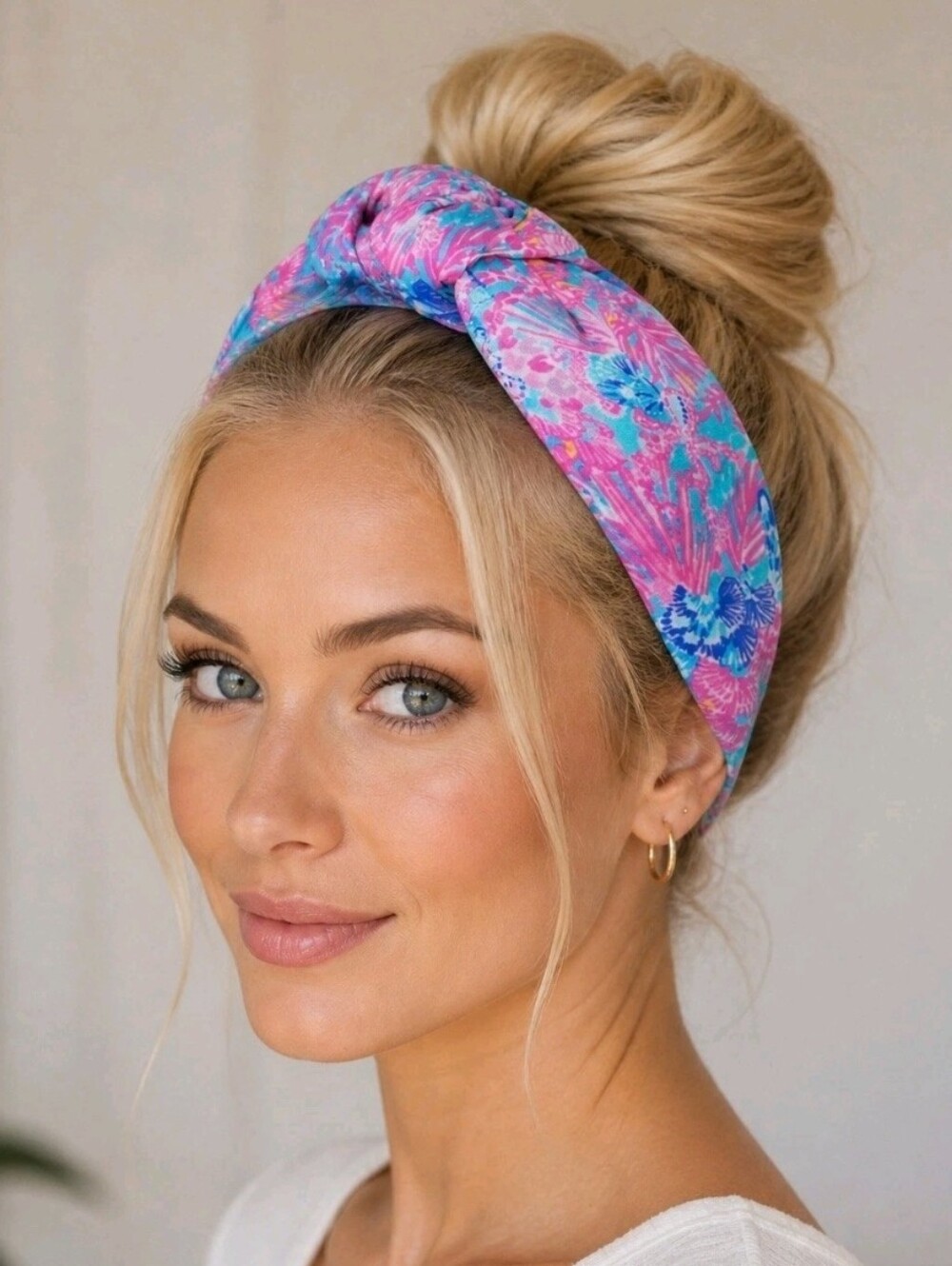 Lilly Pulitzer Knotted, Wide Satin Headband Splendor in the Sand